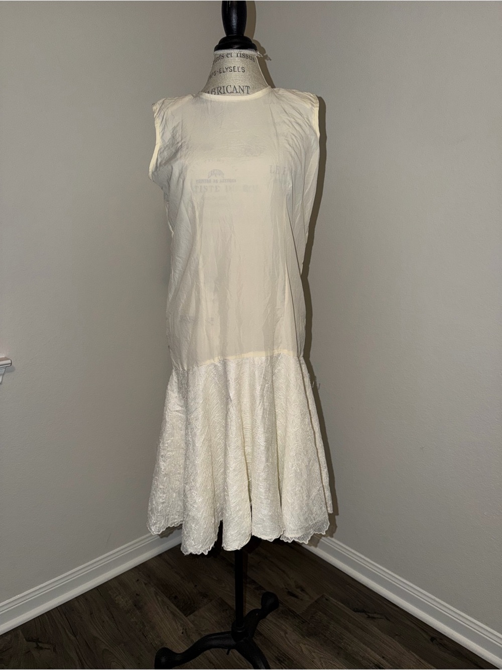 White Sleeveless Drop-Waist Dress